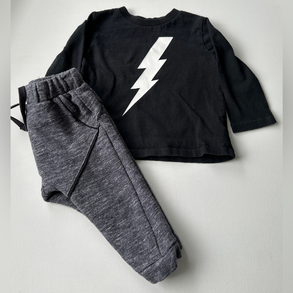 Zara & Gap boy’s t-shirt long sleeved & pants | black | size 12-18M.